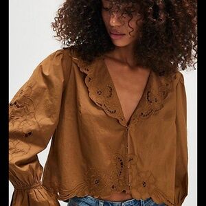 Free People "Maisie" Cutwork Blouse NWOT